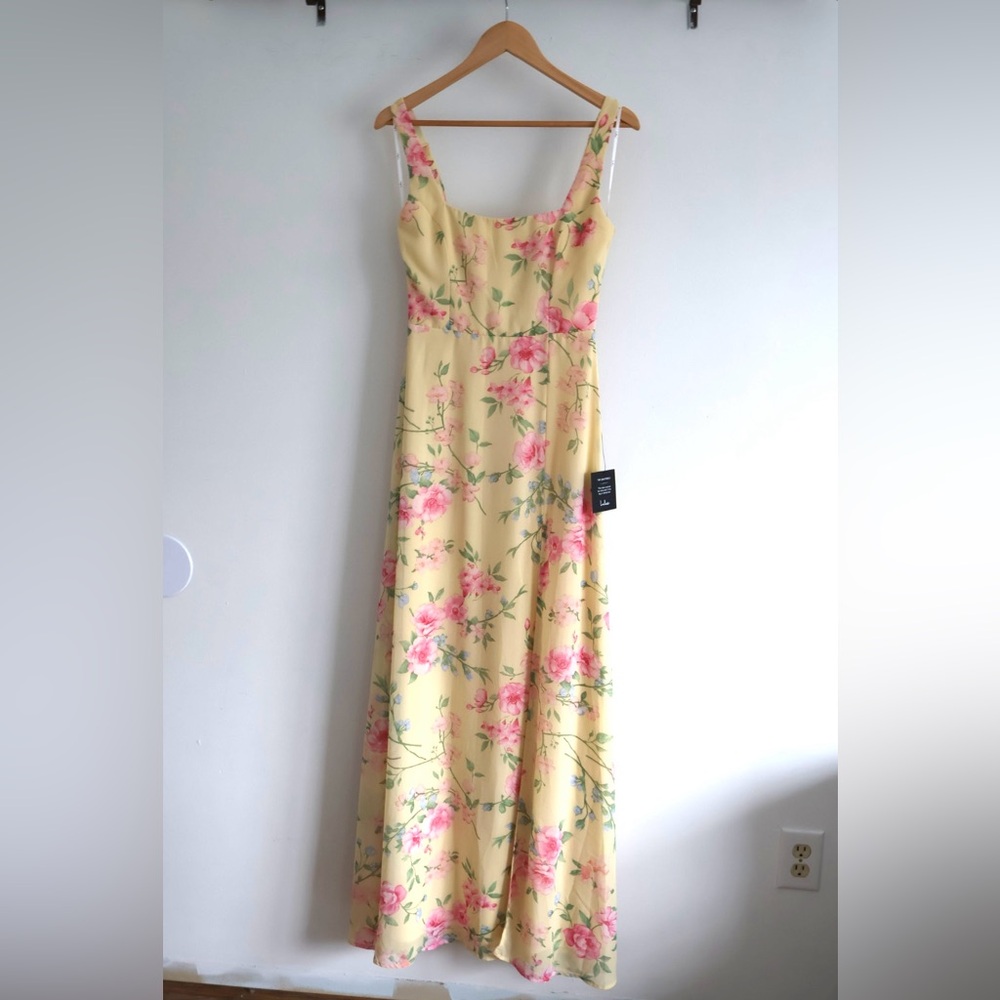 Lulu's Yellow Floral Maxi Dress
